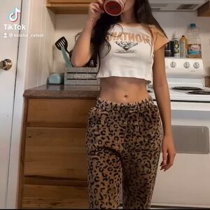 HYFVE Leopard Print Pajama Pants - Tan and Black